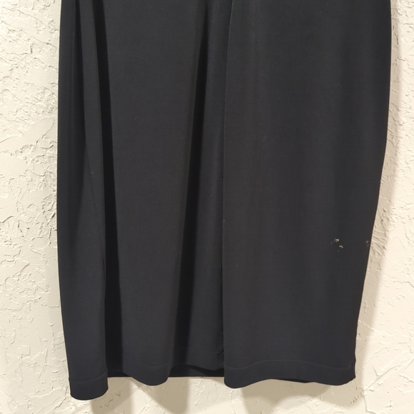Calvin Klein Black Sheath Dress - Women's Size 6 Knee Length Gold Accent Classic - Picture 10 of 14